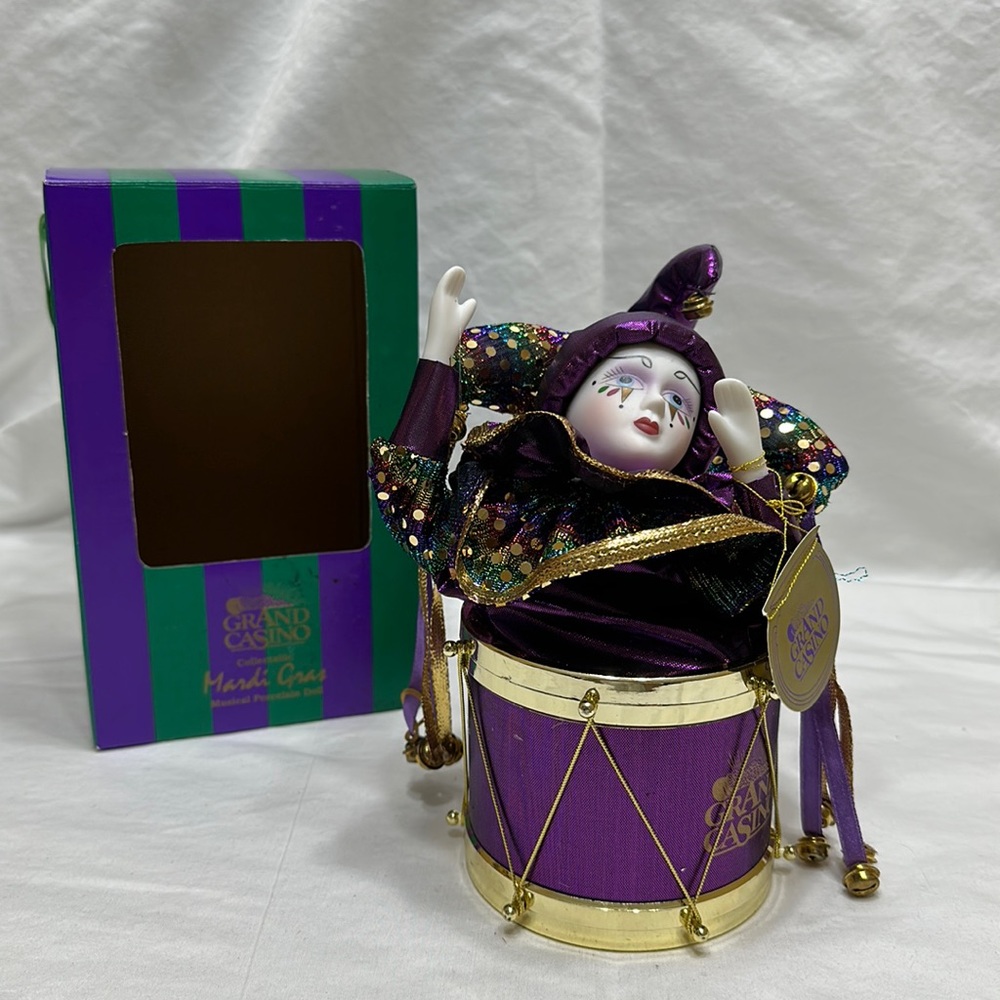 Mardi Gras musical porcelain doll